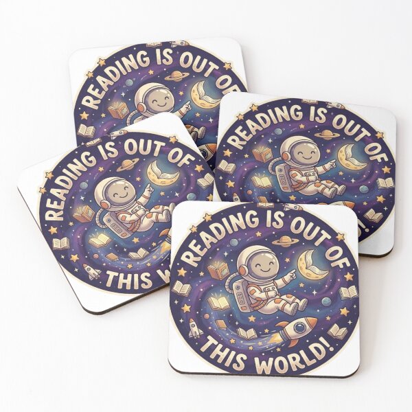 Item preview, Reading Is Out Of This World - Cute Astronaut Space Library Badge designed and sold by Wear Sculpt.