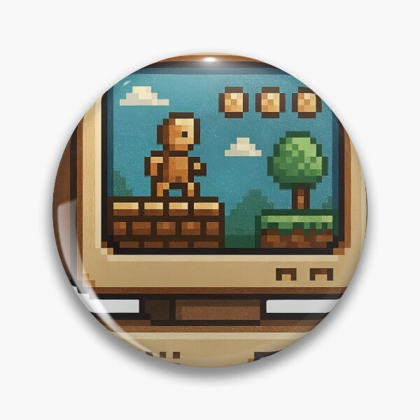 Artikelvorschau, Eine pixelige Videospielfigur auf einem alten Computermonitor vor transparentem Hintergrund entworfen und verkauft von Creative88Art.