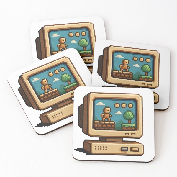 Item preview, A pixelated video game character on an old computer monitor on transparent background designed and sold by Creative88Art.