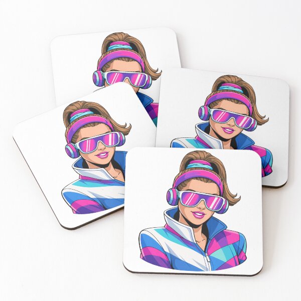 Item preview, Retro 80s Ski Girl Headphones Colorful Vintage Women T-Shirt designed and sold by Unsololugar.