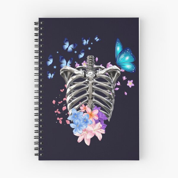 Item preview, Skeleton Ribcage with Blooming Flowers and Butterflies - Nature Goth Art designed and sold by VibeArtShop.