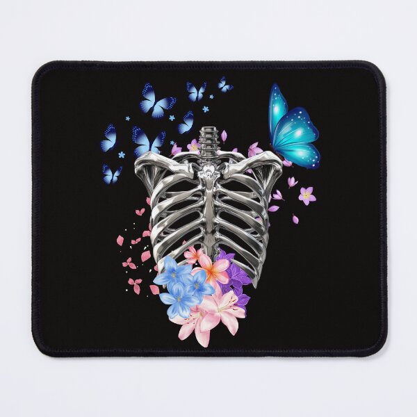 Item preview, Skeleton Ribcage with Blooming Flowers and Butterflies - Nature Goth Art designed and sold by VibeArtShop.