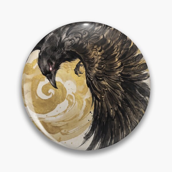 Item preview, Sumie Crow with Golden Clouds designed and sold by CalyCollab.