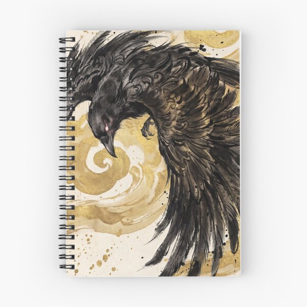 Item preview, Sumie Crow with Golden Clouds designed and sold by CalyCollab.