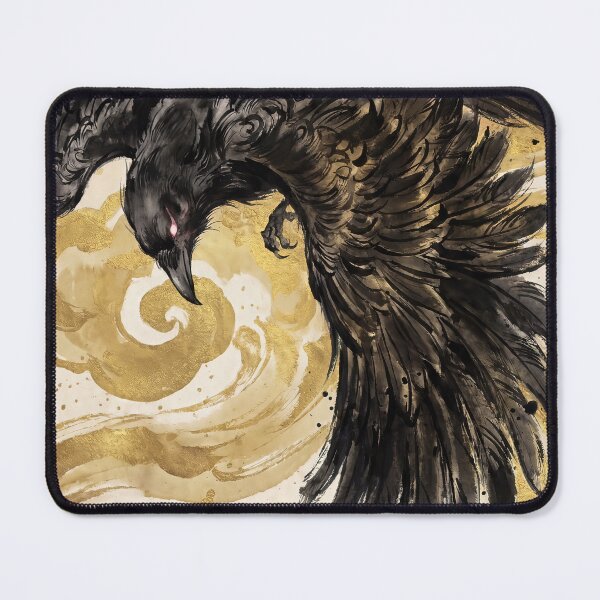 Item preview, Sumie Crow with Golden Clouds designed and sold by CalyCollab.