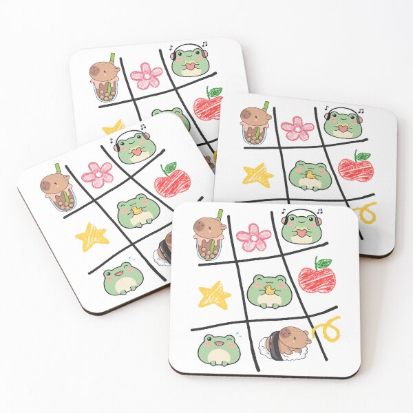 Item preview, Kawaii Frog and Capybara Tic Tac Toe Cute Animal Doodle Aesthetic designed and sold by TeeTimeMeTime.