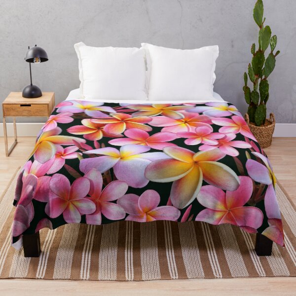 Item preview, Pink Plumeria Flowers on Dark designed and sold by MoodyMuseArt.