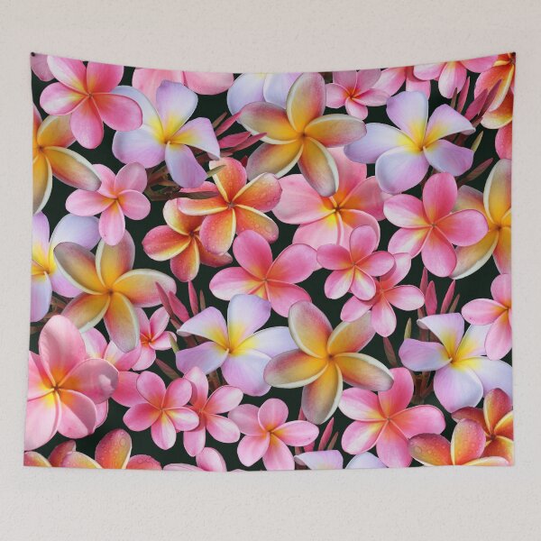 Item preview, Pink Plumeria Flowers on Dark designed and sold by MoodyMuseArt.