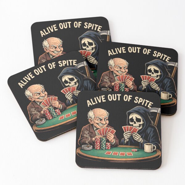 Item preview, Alive Out Of Spite – Funny Old Age Humor Grim Reaper Cartoon Design designed and sold by Endthedisease.