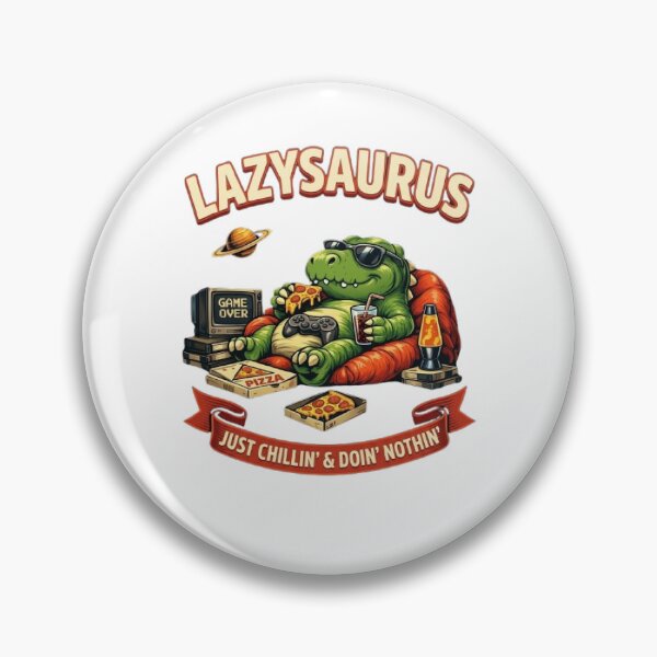Item preview, Lazysaurus - Funny Gamer Dinosaur Chilling with Pizza & Games designed and sold by Barkashow.