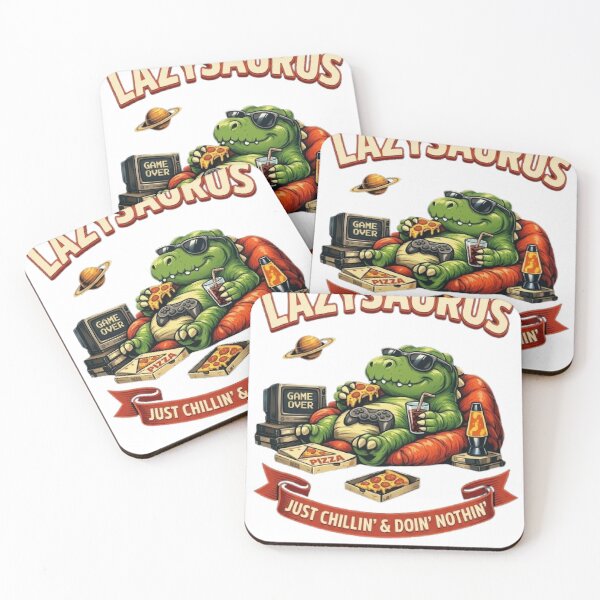 Item preview, Lazysaurus - Funny Gamer Dinosaur Chilling with Pizza & Games designed and sold by Barkashow.