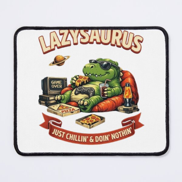 Item preview, Lazysaurus - Funny Gamer Dinosaur Chilling with Pizza & Games designed and sold by Barkashow.