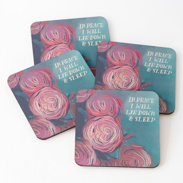 Item preview, in peace i will lie down and sleep pink flowers designed and sold by kristinsosadesign.