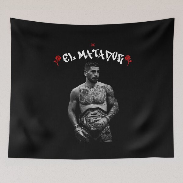Item preview, Ilia Topuria El Matador UFC Champion Portrait Art Black Color designed and sold by Saayee.