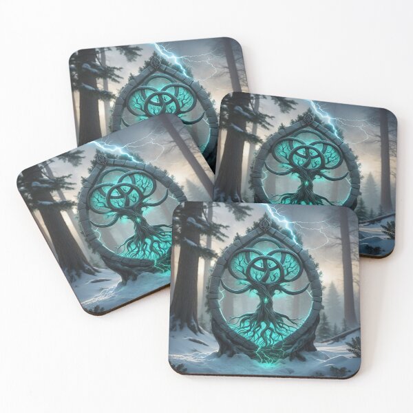 Item preview, Wildwarden Arboreal Sigil Dawn Snow Glow Fantasy Emblem Art designed and sold by Falconwolf.