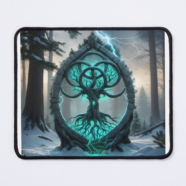 Item preview, Wildwarden Arboreal Sigil Dawn Snow Glow Fantasy Emblem Art designed and sold by Falconwolf.
