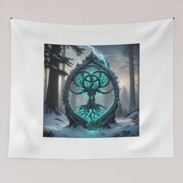 Item preview, Wildwarden Arboreal Sigil Dawn Snow Glow Fantasy Emblem Art designed and sold by Falconwolf.