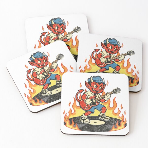 Item preview, Devil in School Uniform Playing Guitar — Flaming Vinyl designed and sold by Nacho Average Designs.