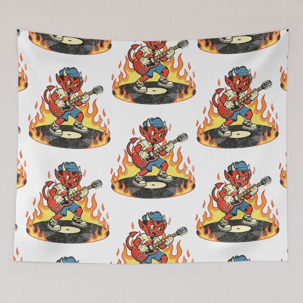 Item preview, Devil in School Uniform Playing Guitar — Flaming Vinyl designed and sold by Nacho Average Designs.