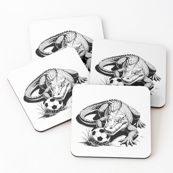Item preview, Monochrome Crocodile Soccer Art – Powerful Football Illustration designed and sold by PAPIRO SIGLO XXI.
