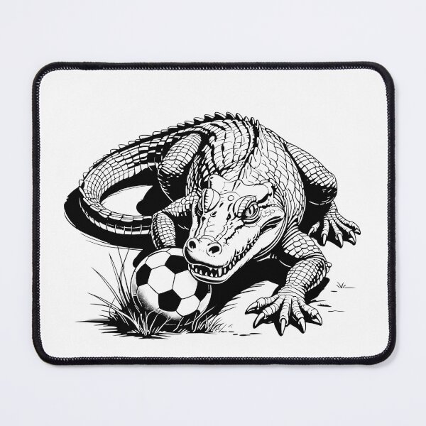 Item preview, Monochrome Crocodile Soccer Art – Powerful Football Illustration designed and sold by PAPIRO SIGLO XXI.