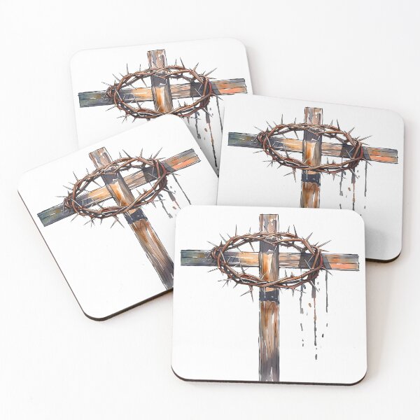 Item preview, Crown of Thorns and Wooden Cross Watercolor Art designed and sold by ArtisticDesignsbyLinda.