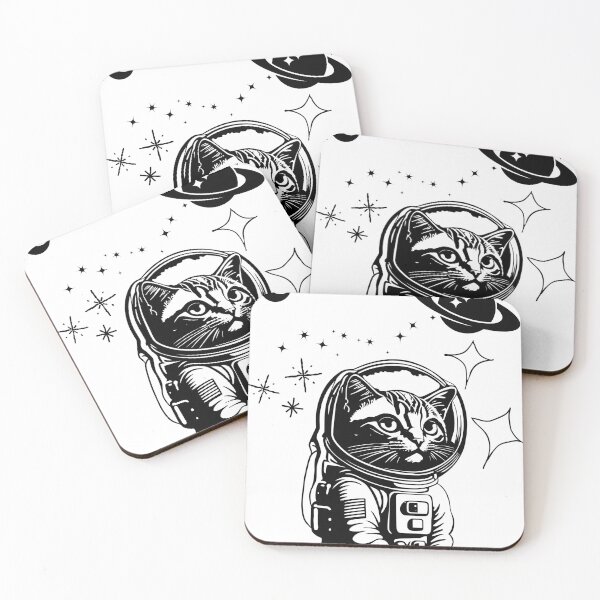 Item preview, Astronaut Cat in Space - Jupiter and Moon Cosmic Collage designed and sold by VibeArtShop.