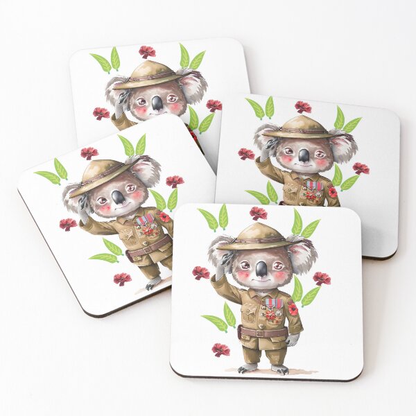 Item preview, Aussie Koala Soldier ANZAC Day Tribute Watercolor designed and sold by ArtisticDesignsbyLinda.