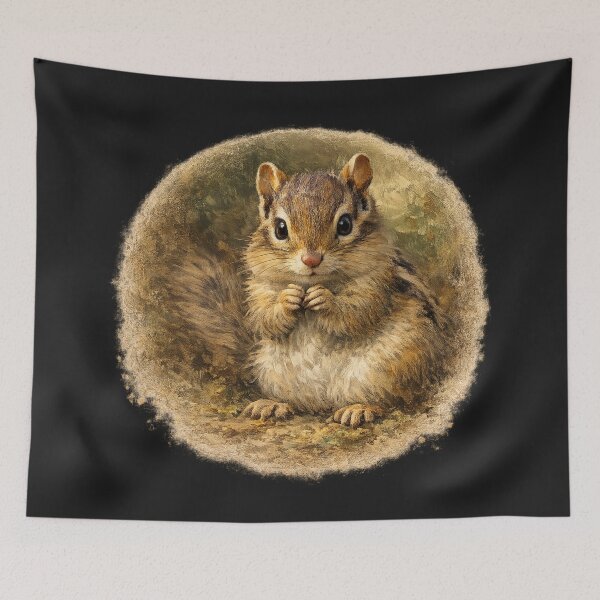 Item preview, Curious Woodland Chipmunk – Painterly Nature Portrait designed and sold by TheJoyfulPen.