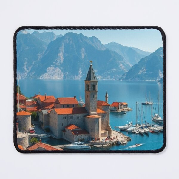 Item preview, Scenic Mediterranean Coastal Village and Yacht Harbor designed and sold by Vida e Arte.