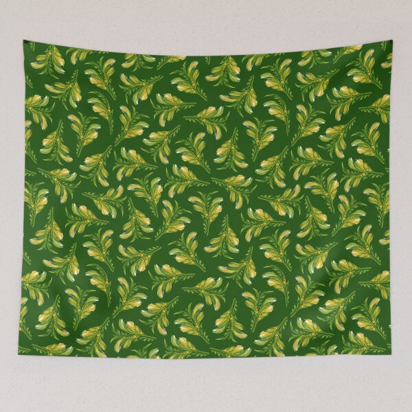 Item preview, Green leaves, floral pattern green, Petrykivka style designed and sold by Sunflower-7.
