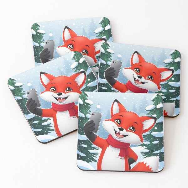Item preview, Cute Red Fox Taking Selfie Winter Snow Kawaii Art designed and sold by Falconwolf.