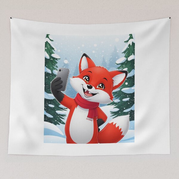 Item preview, Cute Red Fox Taking Selfie Winter Snow Kawaii Art designed and sold by Falconwolf.