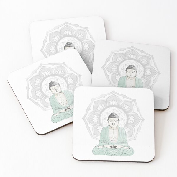 Item preview, Buddha Padma Watercolor - Dove Slate Mint - Fog Halo designed and sold by Irene Estelle.