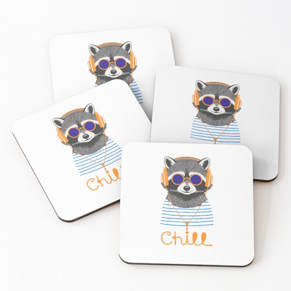 Item preview, Ilustración de un mapache relajado con auriculares designed and sold by RDesignFactory.