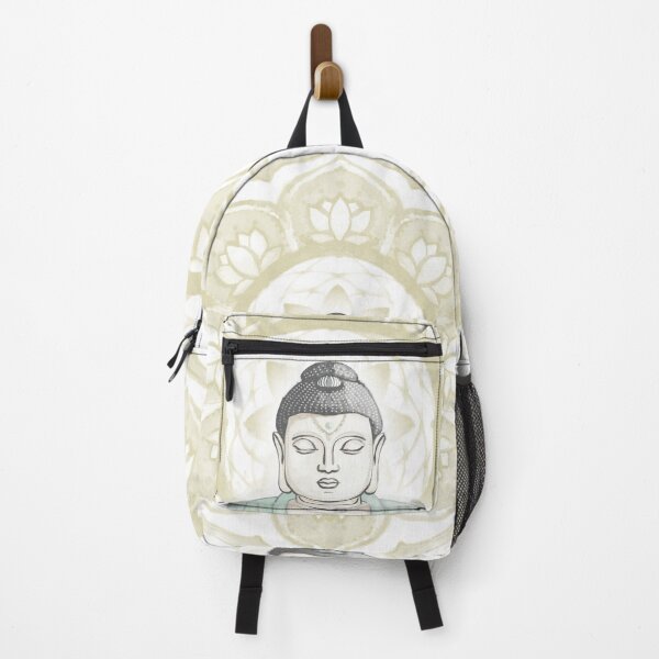 Item preview, Buddha Padma Watercolor - Dove Slate Mint - Gold Halo designed and sold by Irene Estelle.