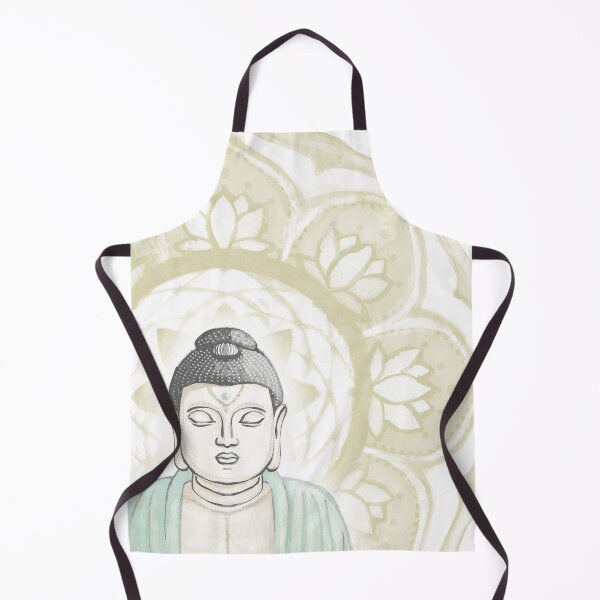 Item preview, Buddha Padma Watercolor - Dove Slate Mint - Gold Halo designed and sold by Irene Estelle.