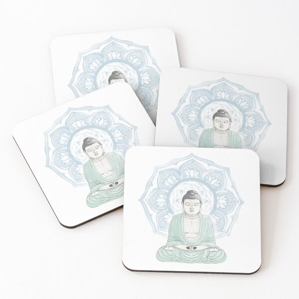 Item preview, Buddha Padma Watercolor - Dove Slate Mint - Sky Halo designed and sold by Irene Estelle.