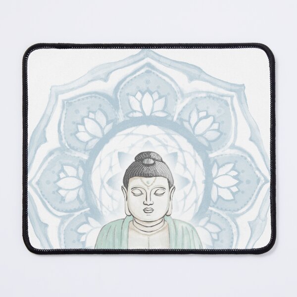 Item preview, Buddha Padma Watercolor - Dove Slate Mint - Sky Halo designed and sold by Irene Estelle.