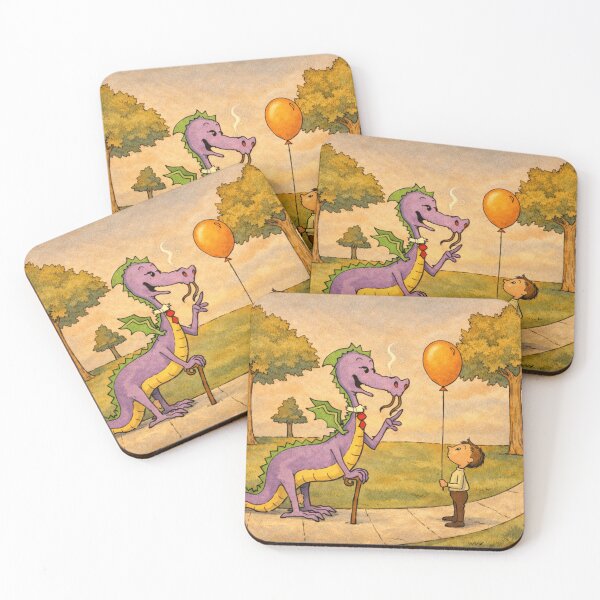 Item preview, Vintage Cartoon Dragon and Boy Balloon Illustration for Whimsical Art Lovers designed and sold by RickE.
