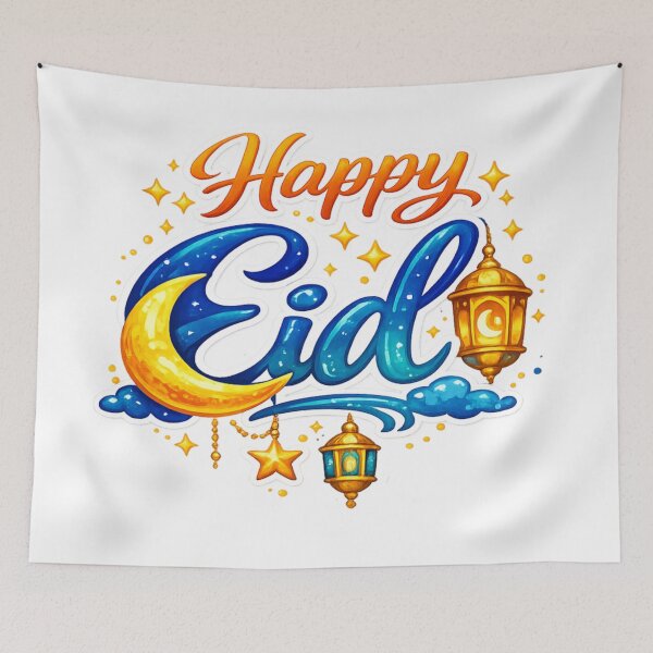 Item preview, Happy Eid Mubarak – Celebration Design with Crescent Moon and Lanterns designed and sold by sosservice.
