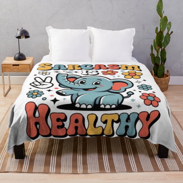 Item preview, Sarcasm Is Healthy – Cute Retro Elephant Humor T-Shirt Design designed and sold by NewUSShop.
