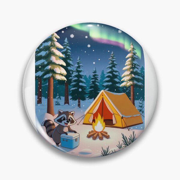 Item preview, Funny Raccoon Raiding Cooler Winter Camping Cartoon Art designed and sold by Falconwolf.