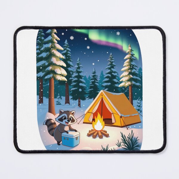 Item preview, Funny Raccoon Raiding Cooler Winter Camping Cartoon Art designed and sold by Falconwolf.