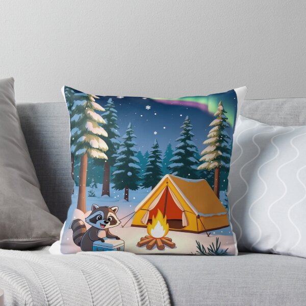 Item preview, Funny Raccoon Raiding Cooler Winter Camping Cartoon Art designed and sold by Falconwolf.
