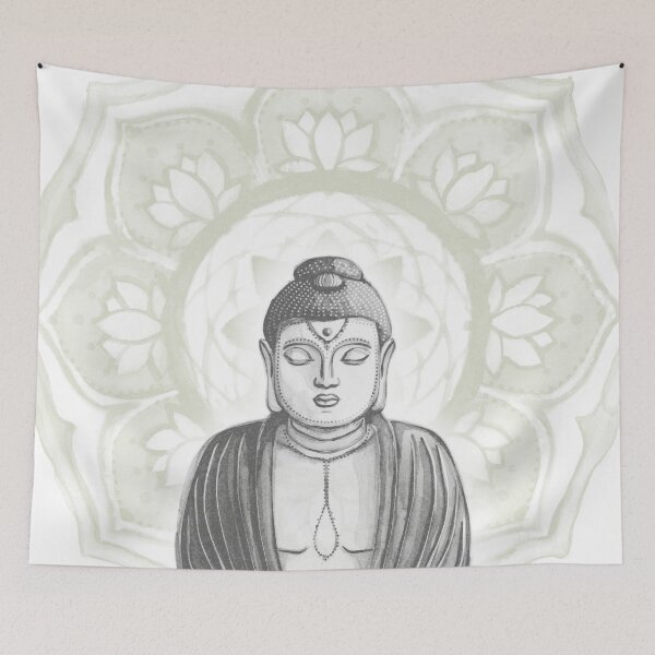 Item preview, Buddha Padma Watercolor - Snow Slate Tea designed and sold by Irene Estelle.