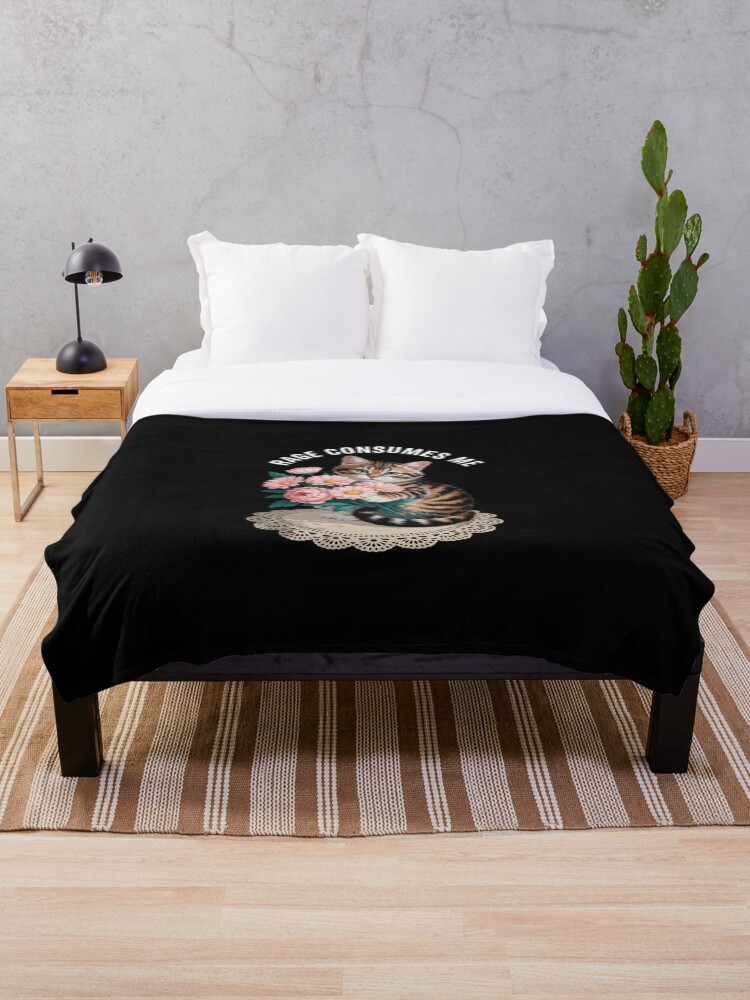 Thumbnail 1 of 6, Throw Blanket, Cat Rage Consumes Me designed and sold by IdunayaStore.