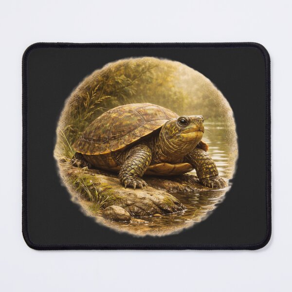 Item preview, Woodland Pond Turtle – Nature Wildlife Portrait designed and sold by TheJoyfulPen.