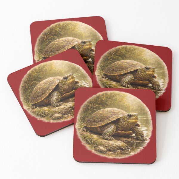 Item preview, Woodland Pond Turtle – Nature Wildlife Portrait designed and sold by TheJoyfulPen.