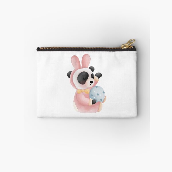 Item preview, Cute Panda in Bunny Costume Holding Easter Egg Sticker designed and sold by FestivityFinds.